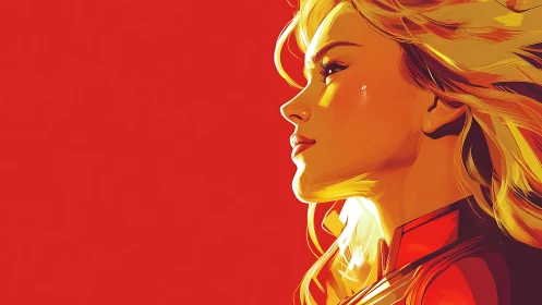 Heroic side-profile illustration in bold cinematic lighting.