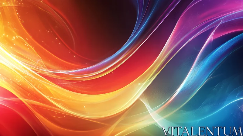 Vibrant multicolor abstract light waves on dark background.
