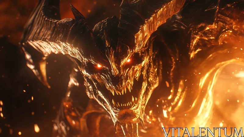 Infernal horned titan blazing from molten shadowfire.