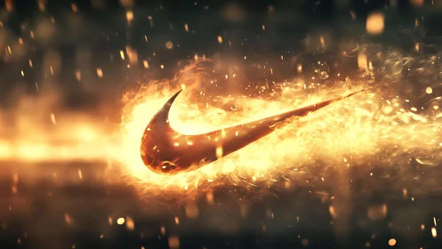 Swoosh Engulfed in Flames: Nike Logo Inferno.