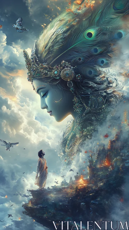 Gentle sky goddess watching over a wandering dreamer.