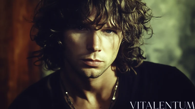 Moody portrait of a young man in cinematic side lighting