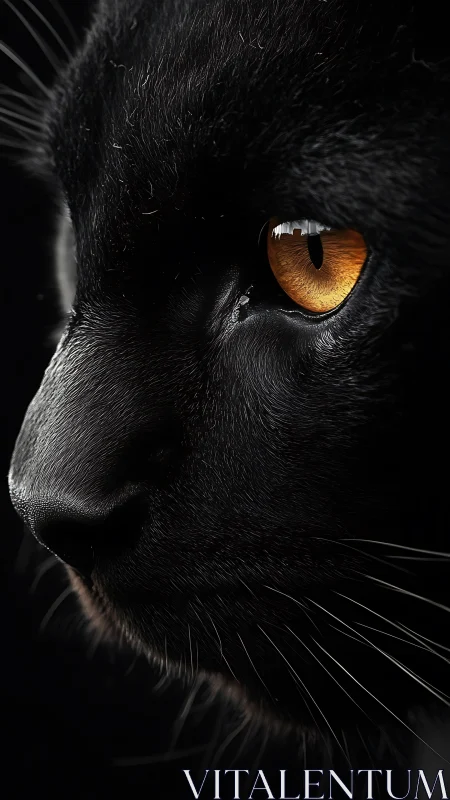 Obsidian Sentinel: Black Cat's Molten Gaze.