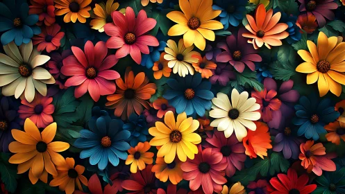 Vibrant Garden Blooms Dance in Joyful Color