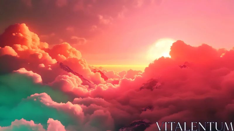 Dreamy sunset clouds glowing in soft pink and gold light.