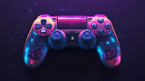 Stunning Neon Gaming Controller Glows with Cosmic Energy