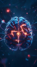 Glowing neural brain core with bioelectric synaptic network