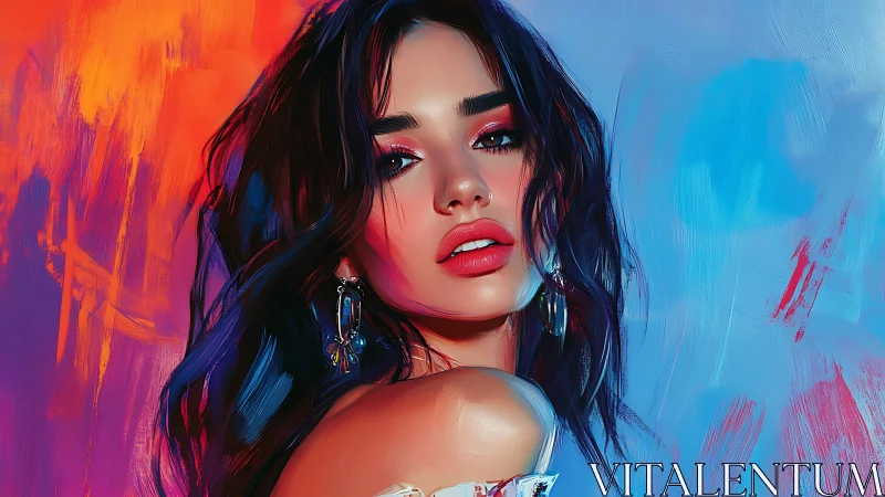 High-saturation digital portrait with textured brushstroke lighting