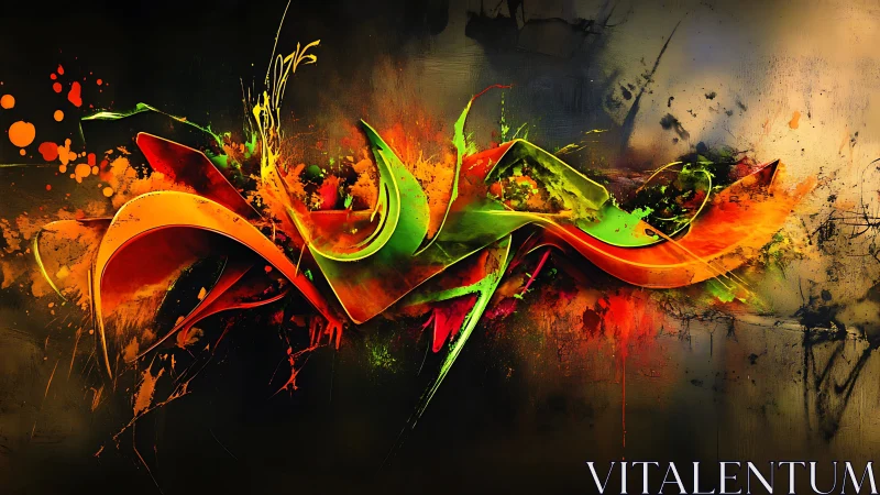 Parametric neon ribbon graffiti with dynamic splatter vectors.