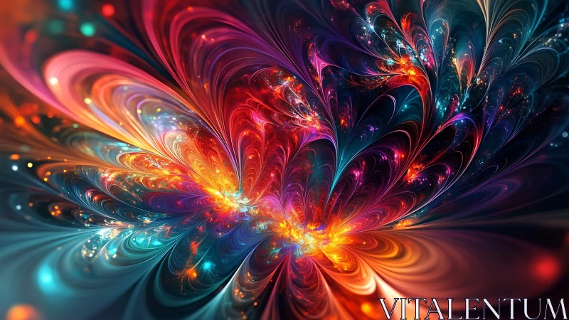 Fractal energy bloom with luminous multicolor plasma petals