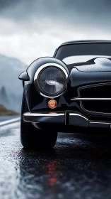 Photorealistic close-up of vintage sports car front fascia.