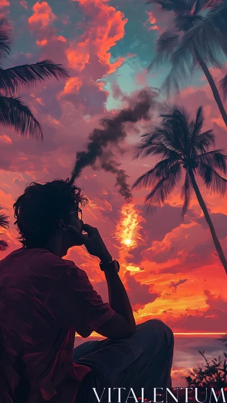 Sunset daydreamer under flaming cotton candy skies.