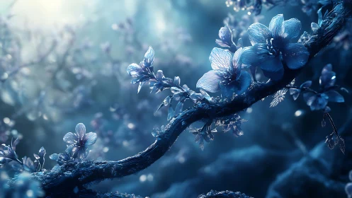 Delicate Frost Blossoms Dance on an Icy Branch
