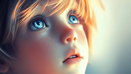 Luminous Wonder: A Child's Radiant Gaze.