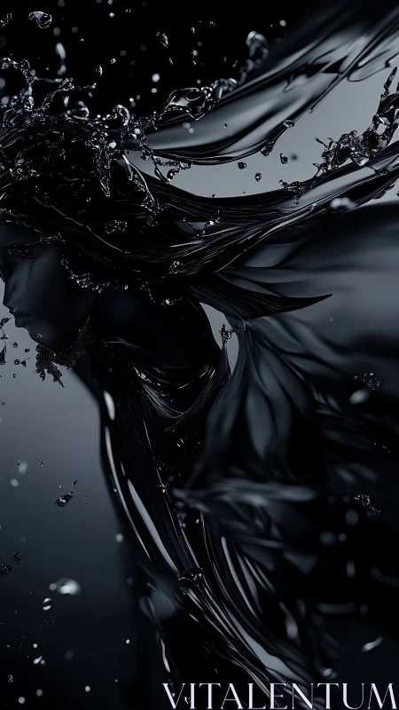 Liquid shadow figure emerges in a dark, fluid storm