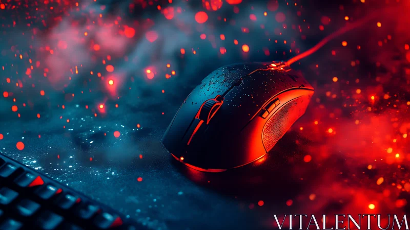 Molten nightfall gaming mouse under pixel ember storm.