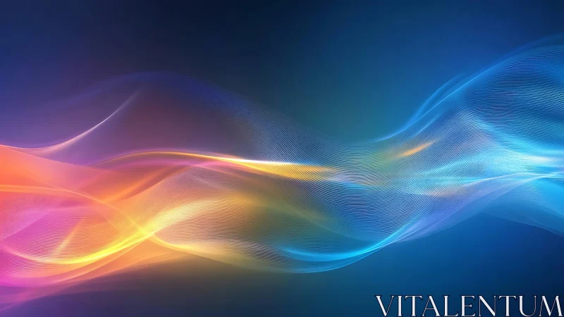 Vibrant luminous waves over deep blue digital gradient.