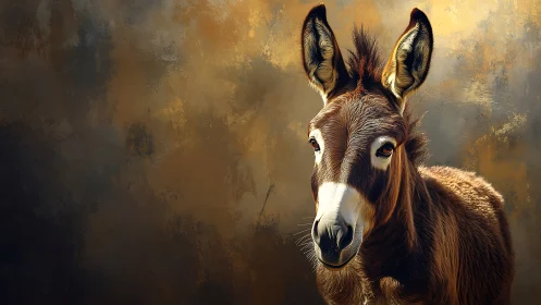 High-detail digital donkey portrait against textured bokeh field