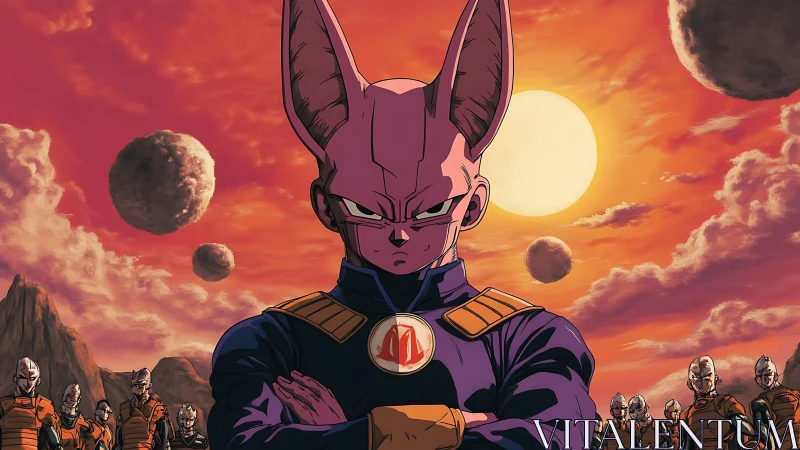 Cosmic-eared commander glares down a drifting asteroid sky