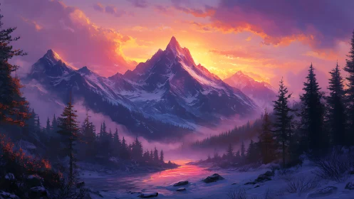 Sunfire peaks and violet river singing through snowed pines.