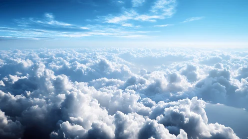 Photorealistic stratocumulus cloudscape with elevated horizon line.