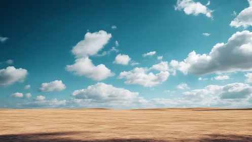 Open dry landscape under scattered cumulus cloud sky.