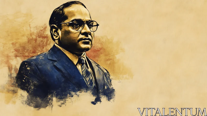 Formal portrait painted with textured ochre wash ground