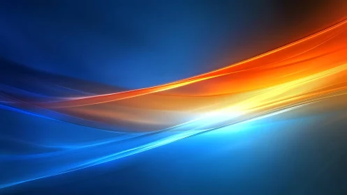 Dynamic blue and orange abstract waves in digital art style.