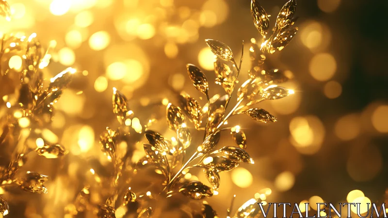 Macro golden foliage with high-intensity bokeh illumination field