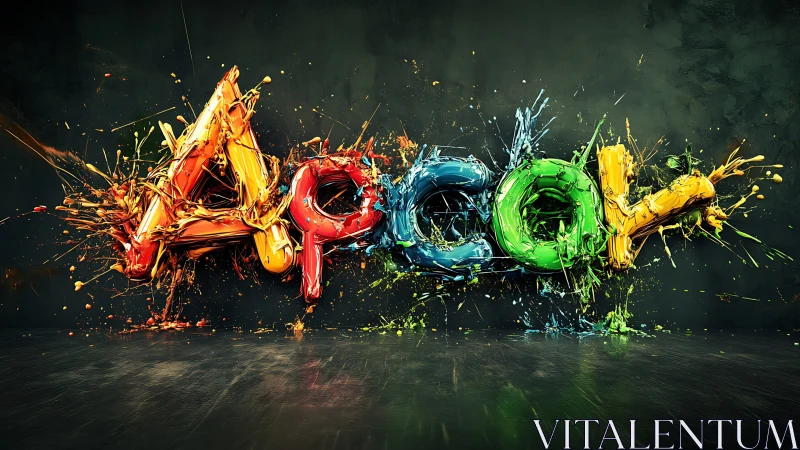 Chromatic fluid typography splash under cinematic lighting.