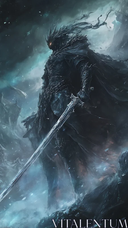 Obsidian Warlord with Greatsword in Frozen Storm Vortex