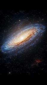 Spiral galaxy whirl glows in blue fire and ancient starlight.