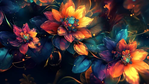 Nebula Petals Blooming in Electric Midnight Gardens.