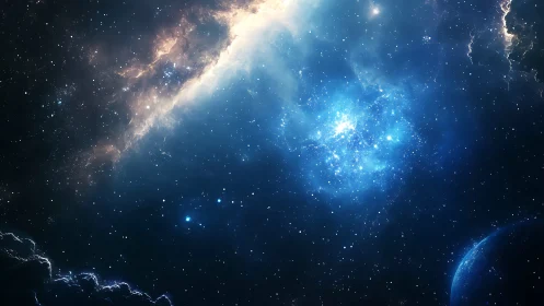 Nebular starfield renders deep-space ionized gas in contrast