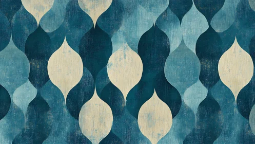 Abstract teal droplet pattern with distressed texture.