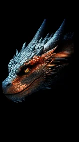Dragon head rendered in high-contrast side profile lighting