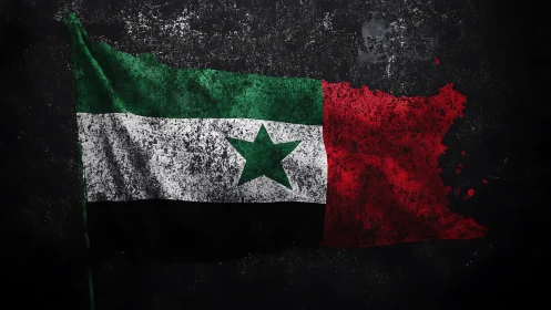 Grunge Syria-inspired flag with distressed star emblem