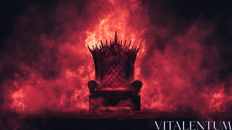 Iron Throne Engulfed in Flames Against Darkness