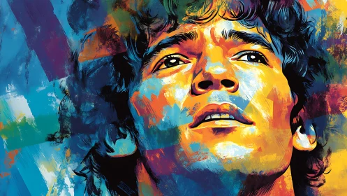 Expressive male portrait in saturated multicolor brushwork.