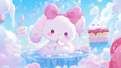 Adorable Cloud Character in Whimsical Sky Setting