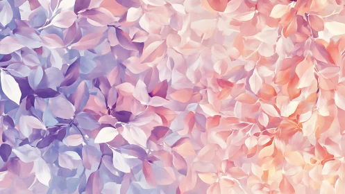 Pastel leaf canopy merges lavender and peach gradients