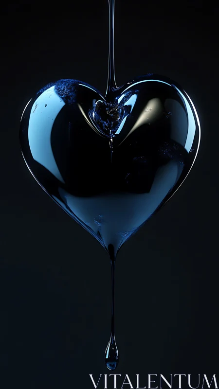 Transparent Glass Heart Filled with Liquid Blue Water Droplet