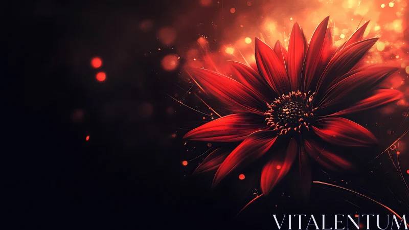 Red flower macro rendered against dark bokeh background