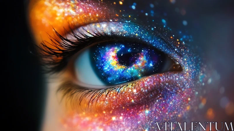 Cosmic nebula iris rendered with macro-level particulate light mapping