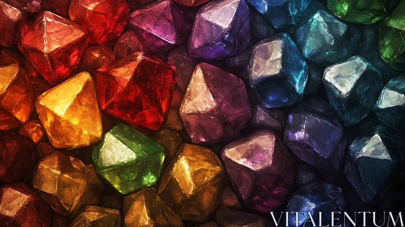 Procedurally rendered translucent polyhedral gems in full spectrum