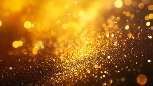Shimmering golden bokeh background with sparkling light effects.