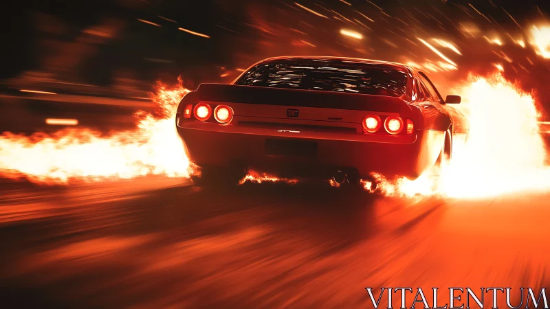 Muscle Car Engulfed in Flames During High-Speed Drive