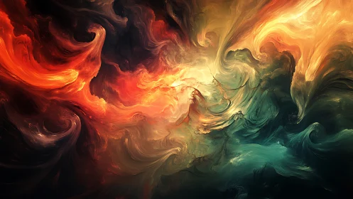Color storms collide as cosmic tides swirl into painted fire