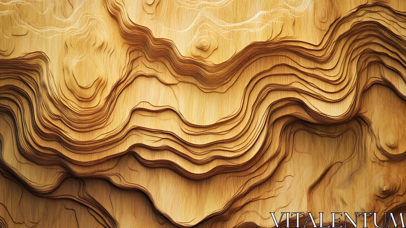 Layered wooden topographic relief with contour-driven abstraction.
