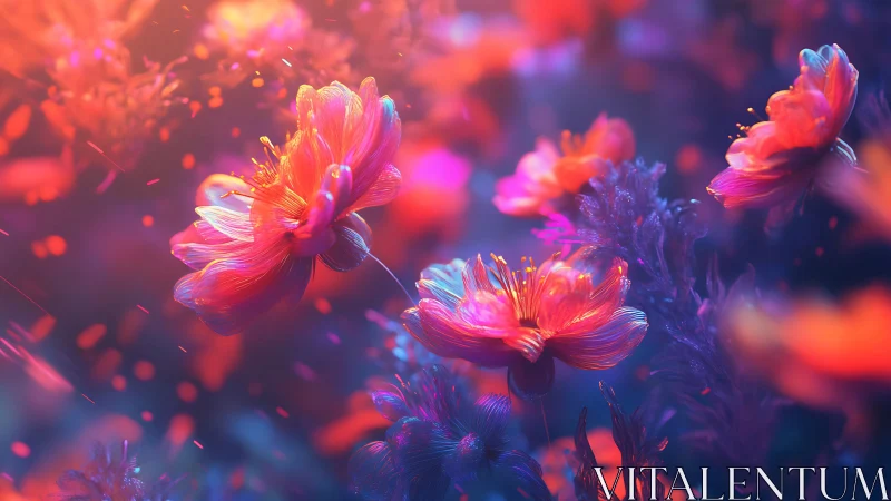 Neon Flowers Blooming in Ethereal Light.